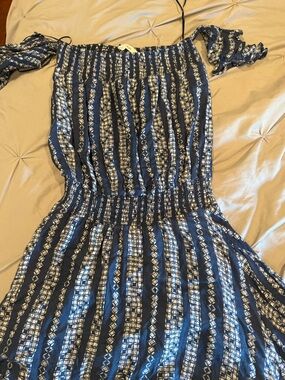 Navy and White Smocked Romper